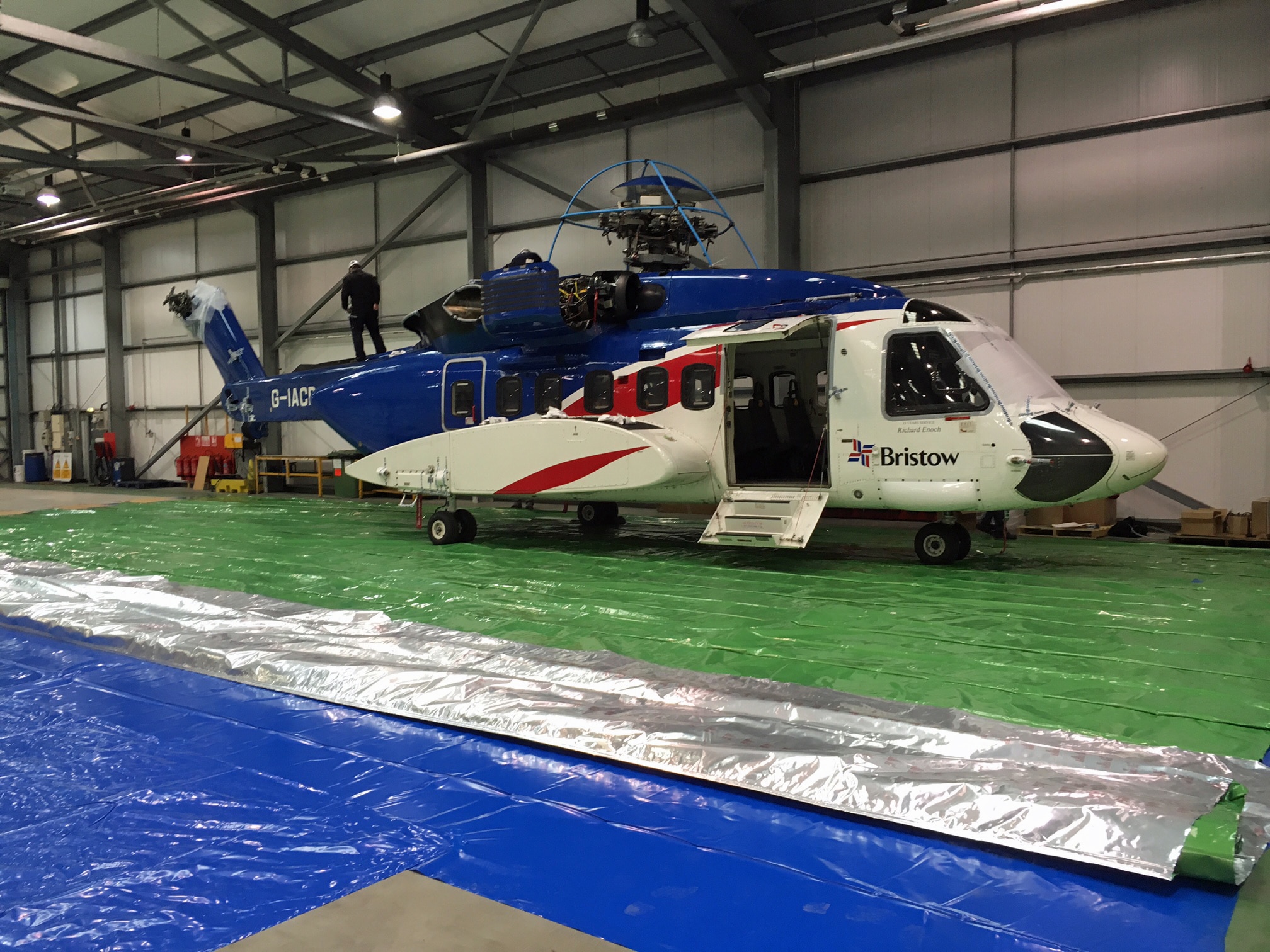 S92 helicopter being prepped for storage - helicopter preservation solution