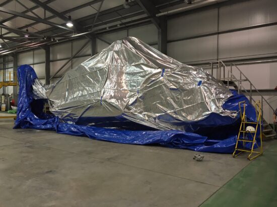 Helicopter preservation Protect 100 MIL-PRF-131 material covering helicopter for storage