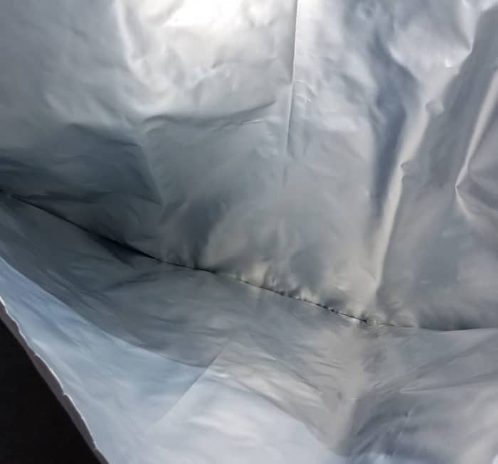 Foil interior of MIL-DTL-117 Type IV moisture barrier bag