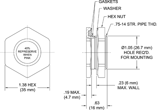 Humidity Indicator Plugs TA350 drawing